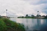 Объезд Ладоги. Подвесной мост через речку Олонка в посёлке Ильинский.